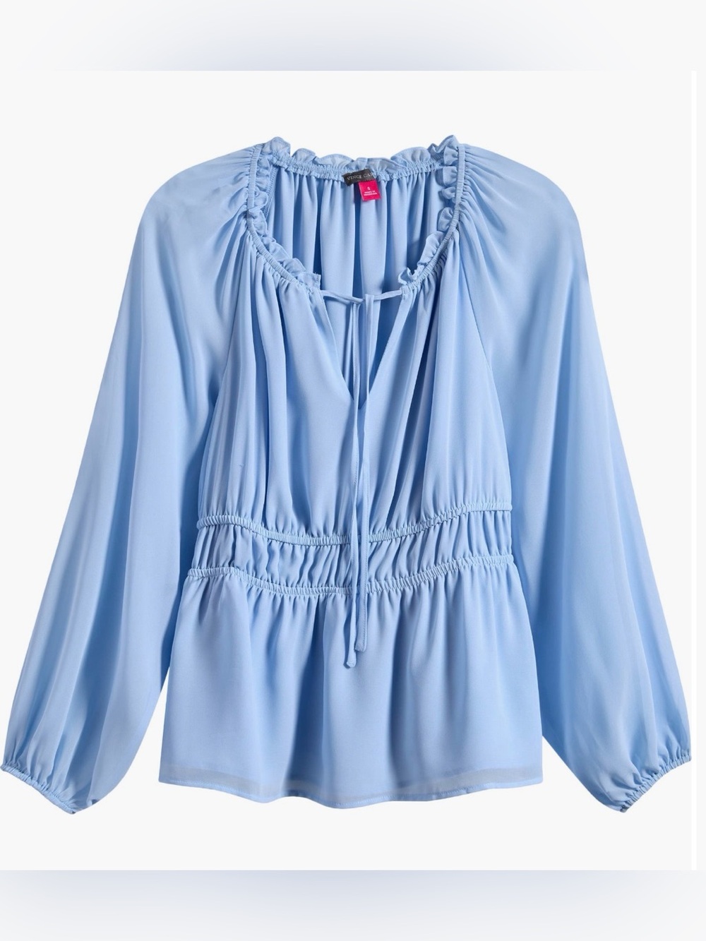 Vince is Camuto Light Blue Peasant Blouse with Tie Neck